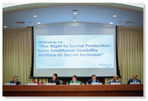 Panalists at workshop on “The Right to Social Protection: from Traditional Disability Welfare to social Inclusion”